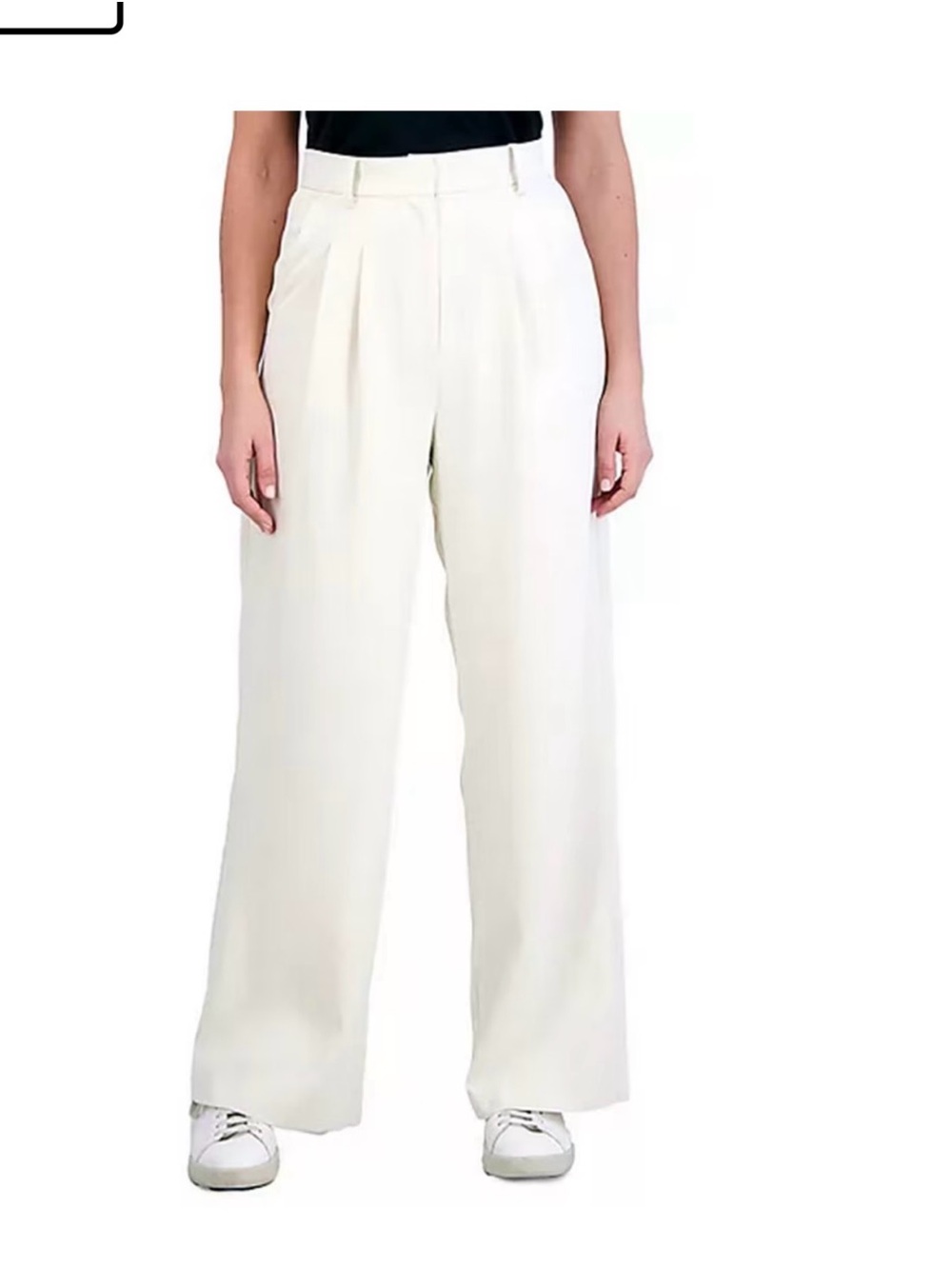 French Connection Cream Wide-Leg High Waist Trousers Size L - Picture 1 of 11